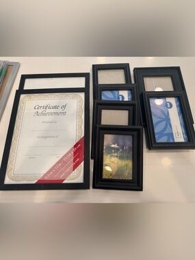 Black Decorative Picture Frame Bundle - Assorted Sizes (Lot of 8)